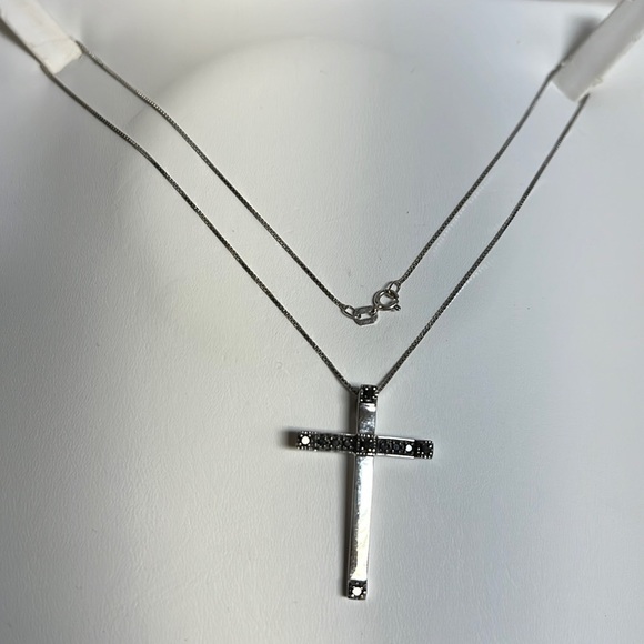14K cross with black diamond necklace